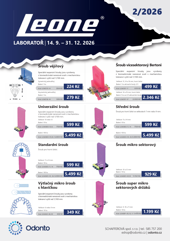 Akční leták Leone - vše pro ortodoncii laboratoř